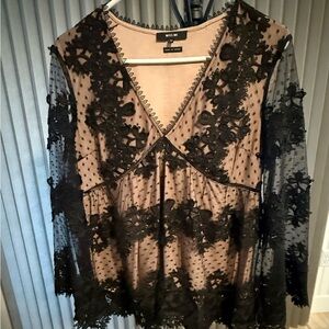 Miss Me Black Lace Overlay Top
